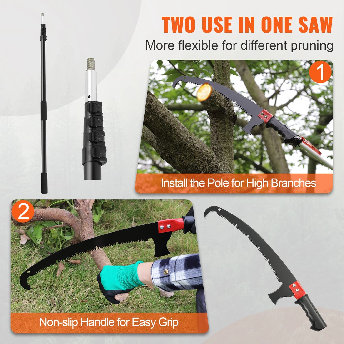 SucceBuy Extendable Manual Pole Saw Pruner For Tree Branches