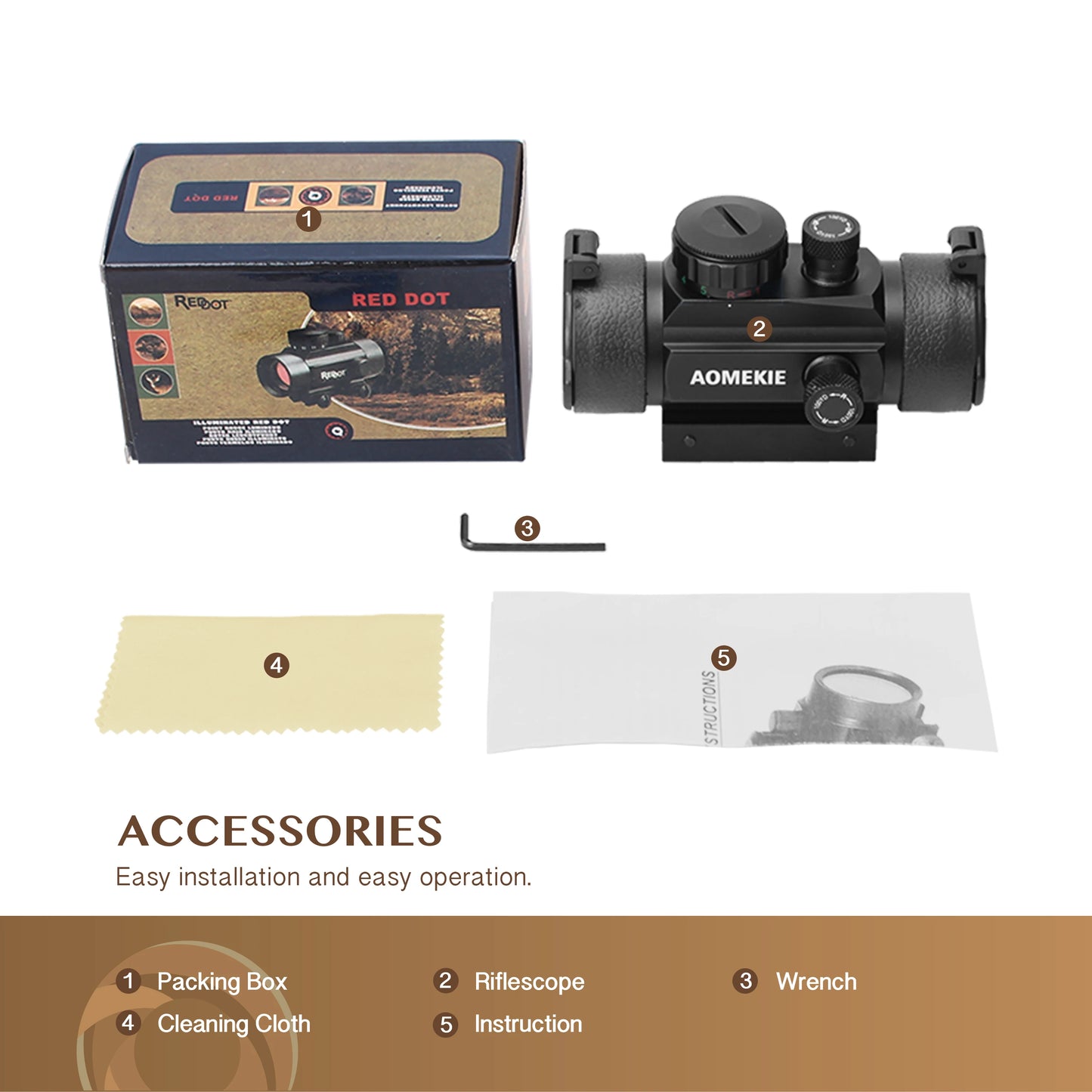 Rifle Red Dot Sight 1x 30mm FMC Lens With 22mm Rail Mount
