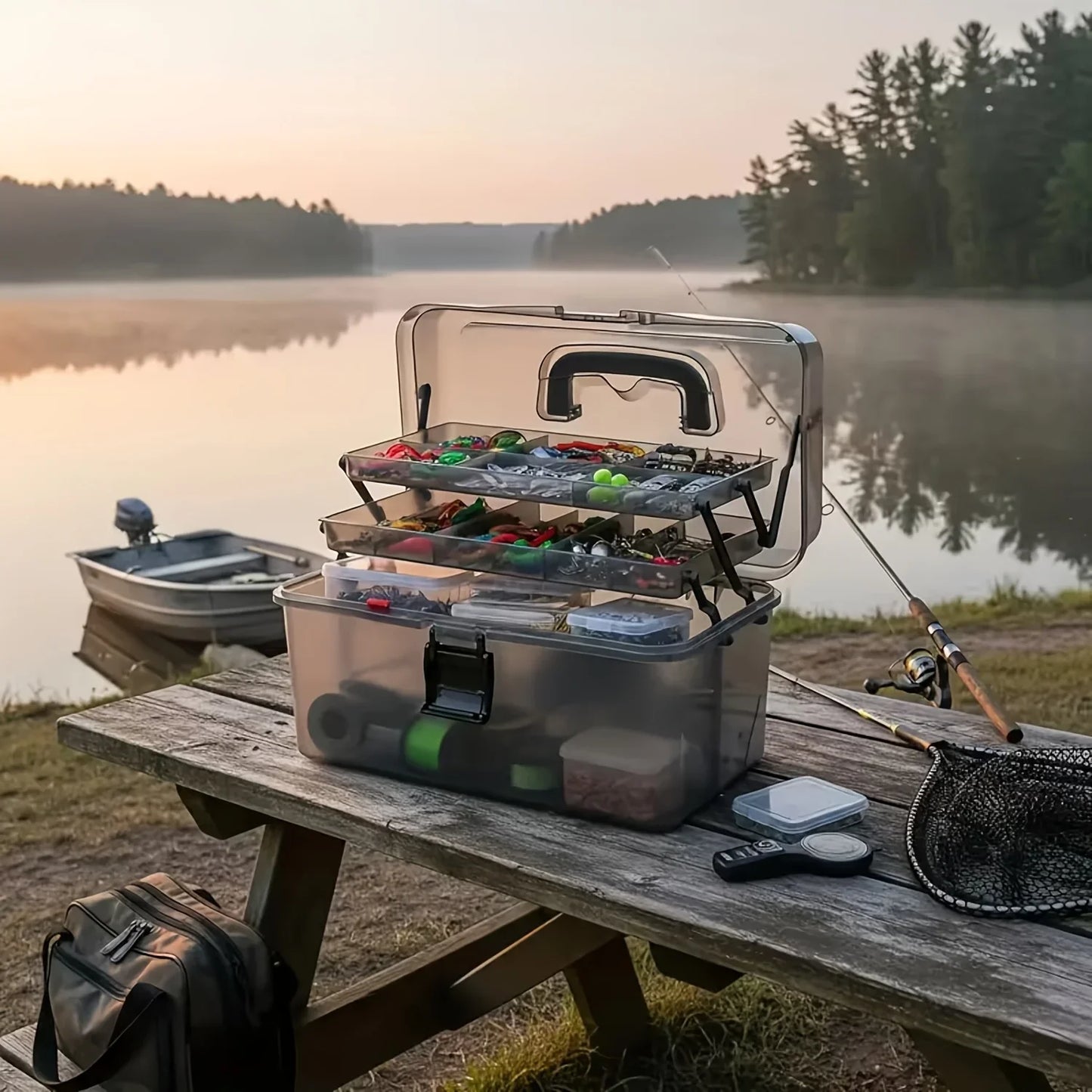 Durable PE Fishing Gear Box With Capacity Built In Lock