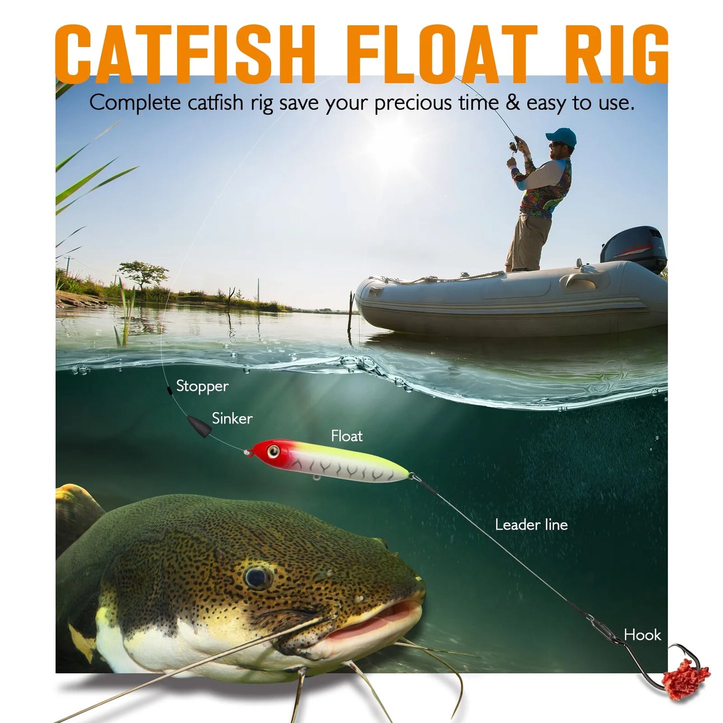 Catfish Float Rigs With Rattles For Bank Fishing Santee Rig 6pcs