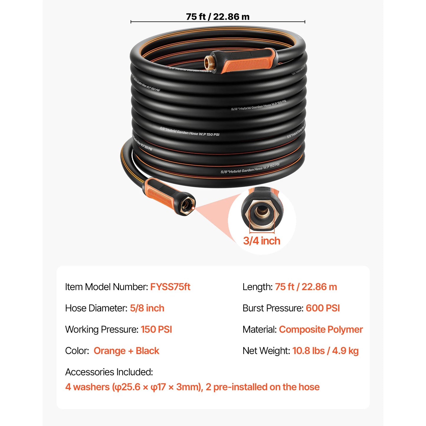 Garden Hose Heavy Duty Flexible Non Kink Outdoor Water Hose Lightweight