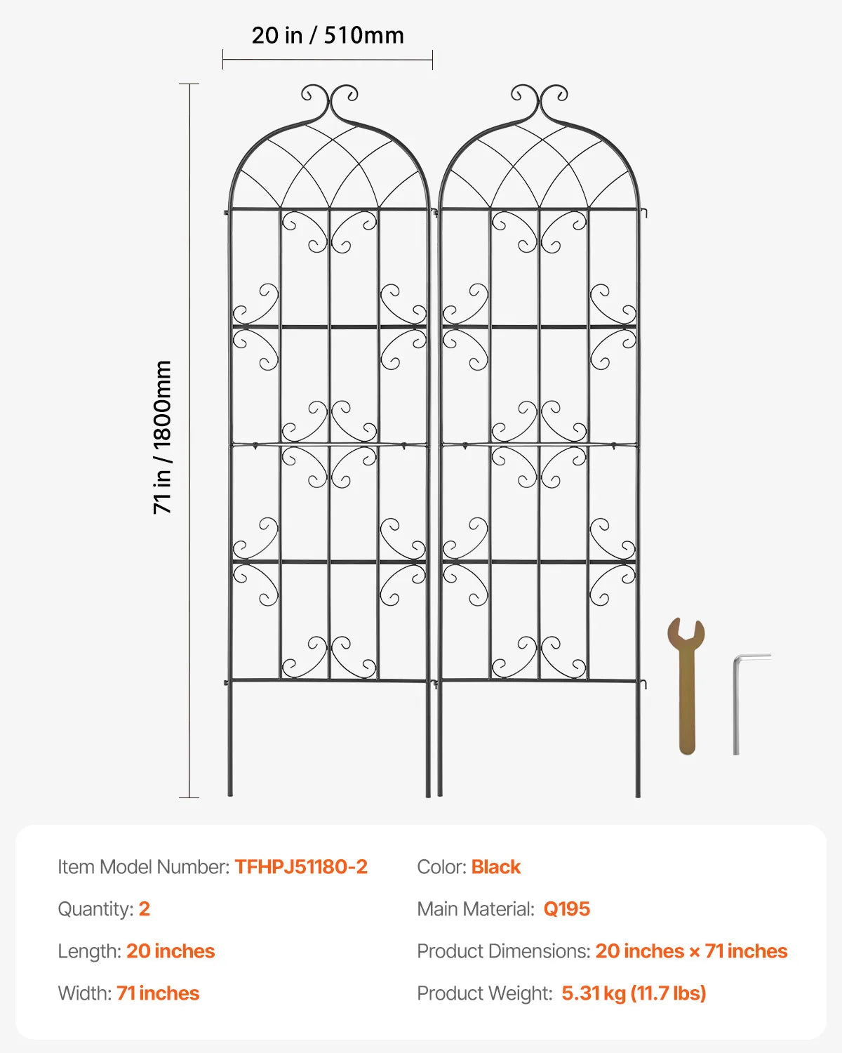 SucceBuy Metal Garden Trellis for Climbing Plants Outdoor Decor