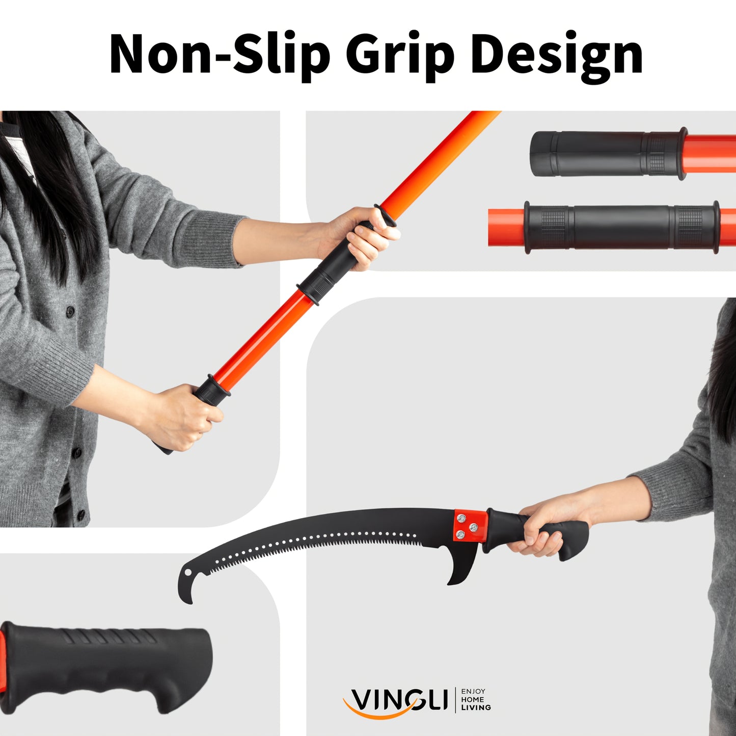 BONNLO Extendable Tree Pruner With Fiberglass Pole Saw