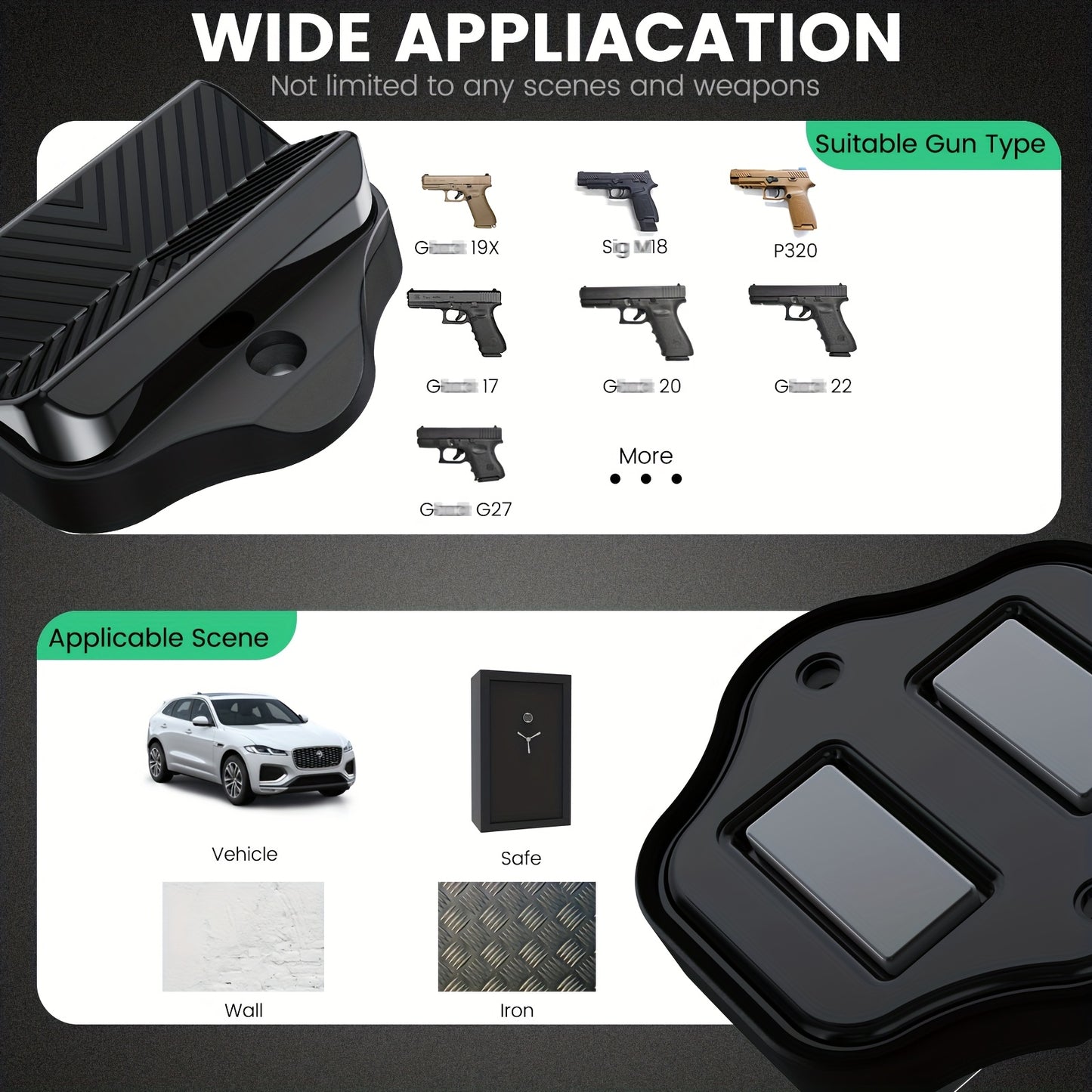 Double-Sided Gun Magnet Mount for Secure Pistol Storage - Parry's Picks
