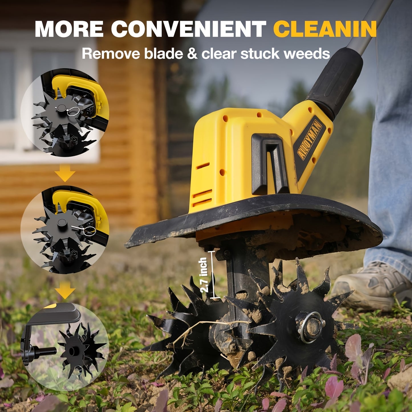 Cordless Garden Tiller Cultivator 20V With Two Batteries