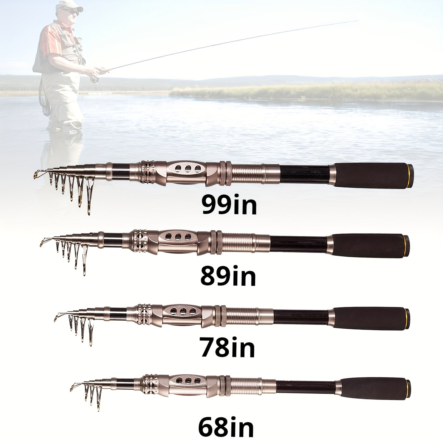 Carbon Fiber Telescopic Fishing Rod And Reel Combo Kit