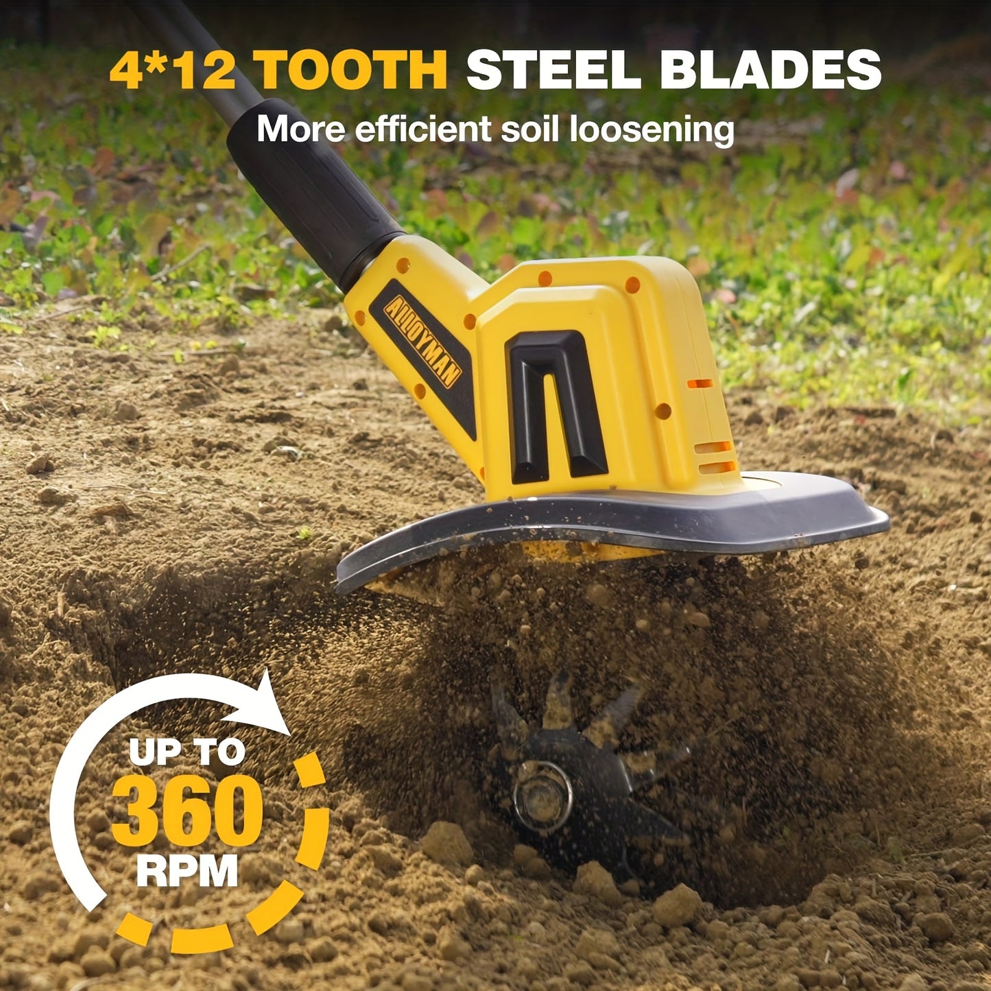 Cordless Garden Tiller Cultivator 20V With Two Batteries
