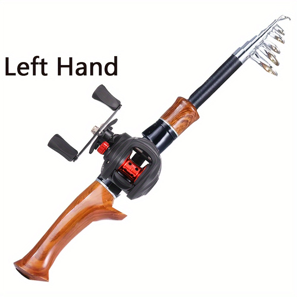 SOUGAYILANG Baitcasting Rod And Reel Combo Glass Fiber Telescopic Fishing Set Seven To One Gear Ratio