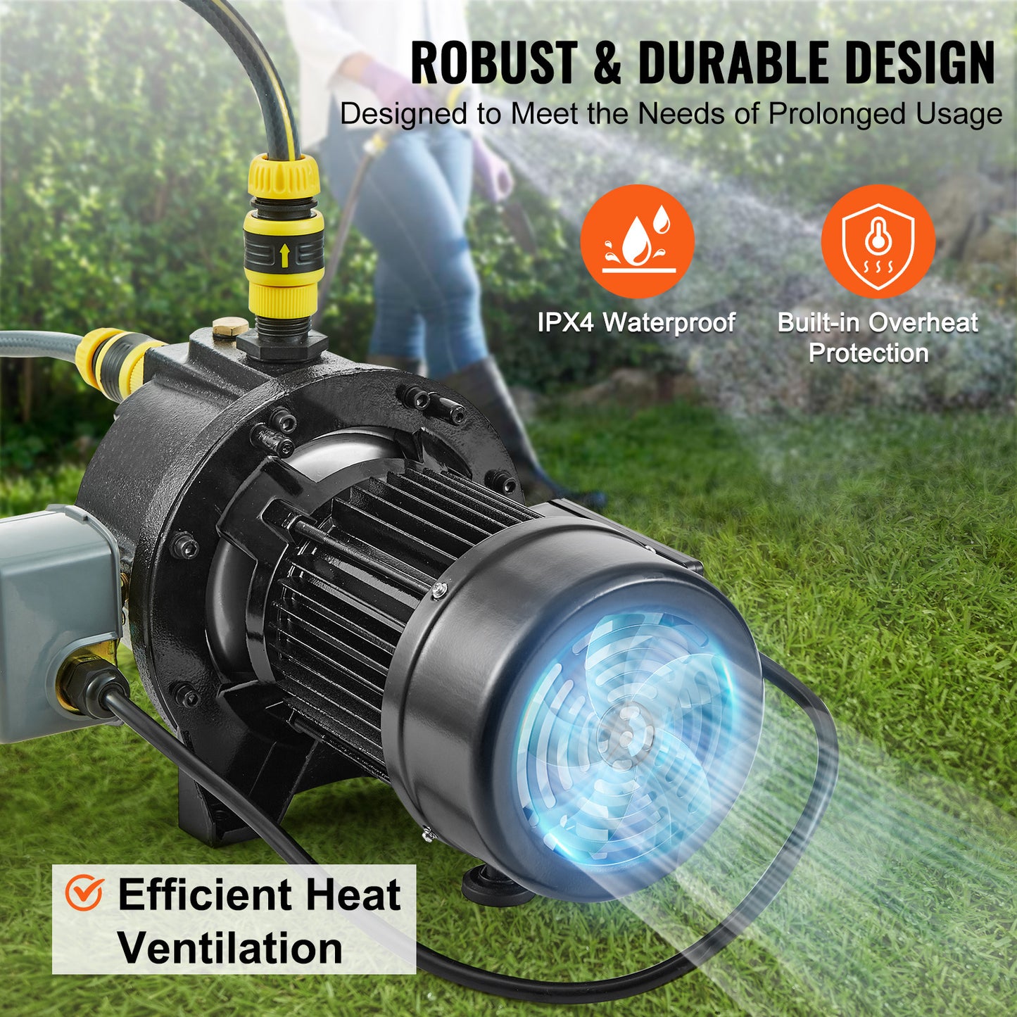 VEVOR Premium Cast Iron Shallow Well Jet Pump Irrigation