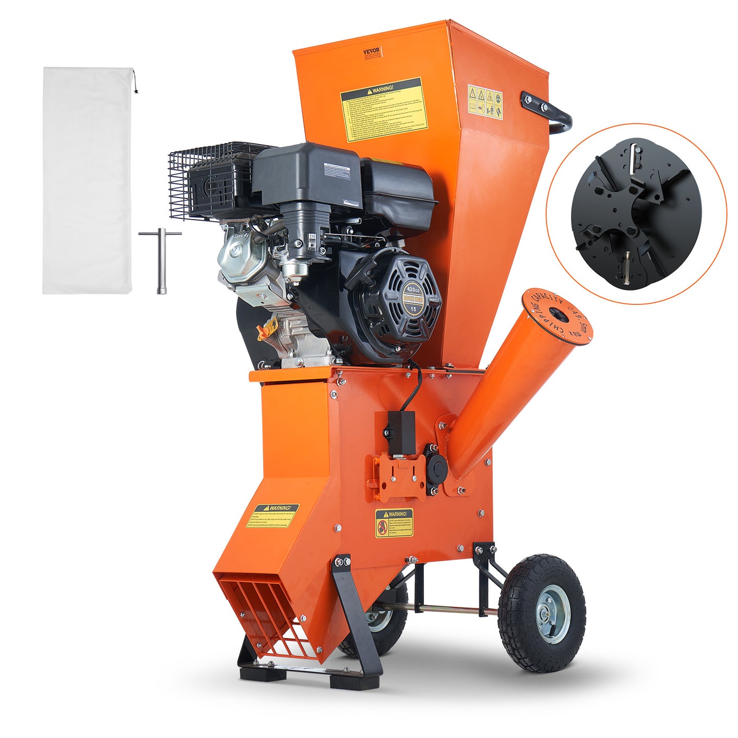 VEVOR Wood Chipper Shredder Mulcher Three In One Gas Power