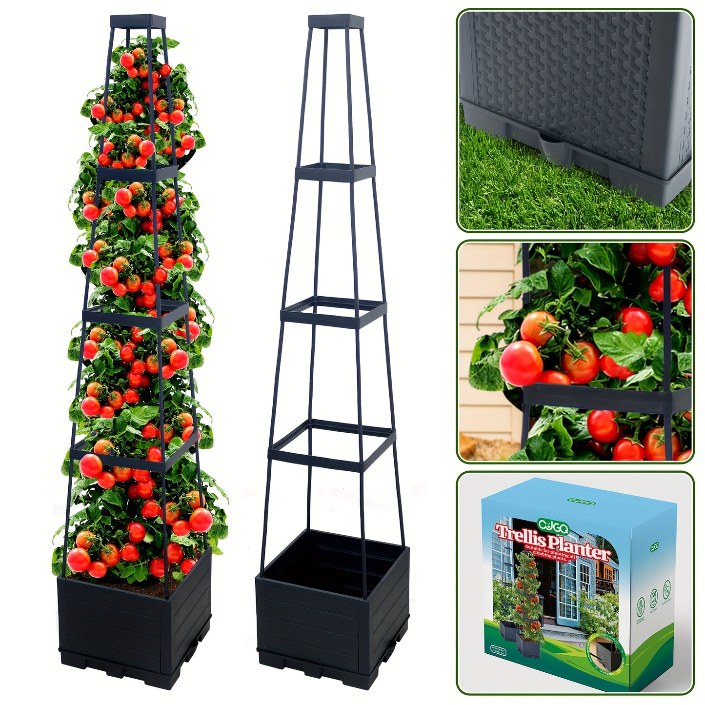 CJGQ Garden Tomato Planting Box Set With Self Watering Grid Cage - Parry's Picks