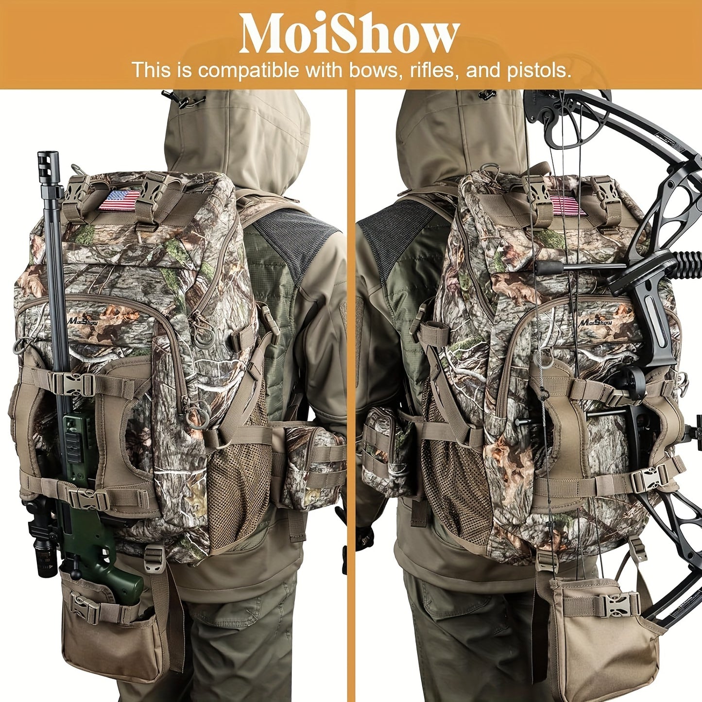 FunVZU Hunting Backpack Rain Cover Diamond Patch Flag