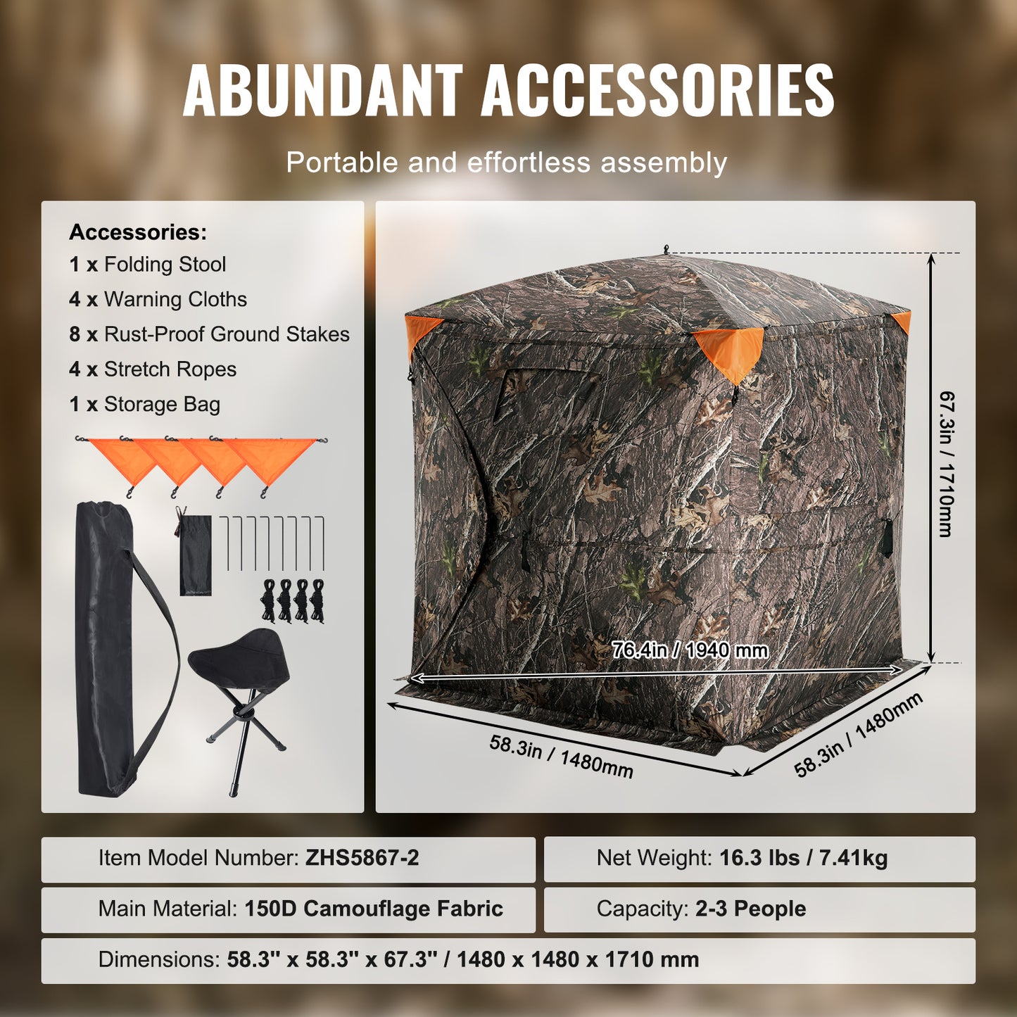 VEVOR 270 Degree One-Way Mesh Hunting Blind for Outdoor Adventures