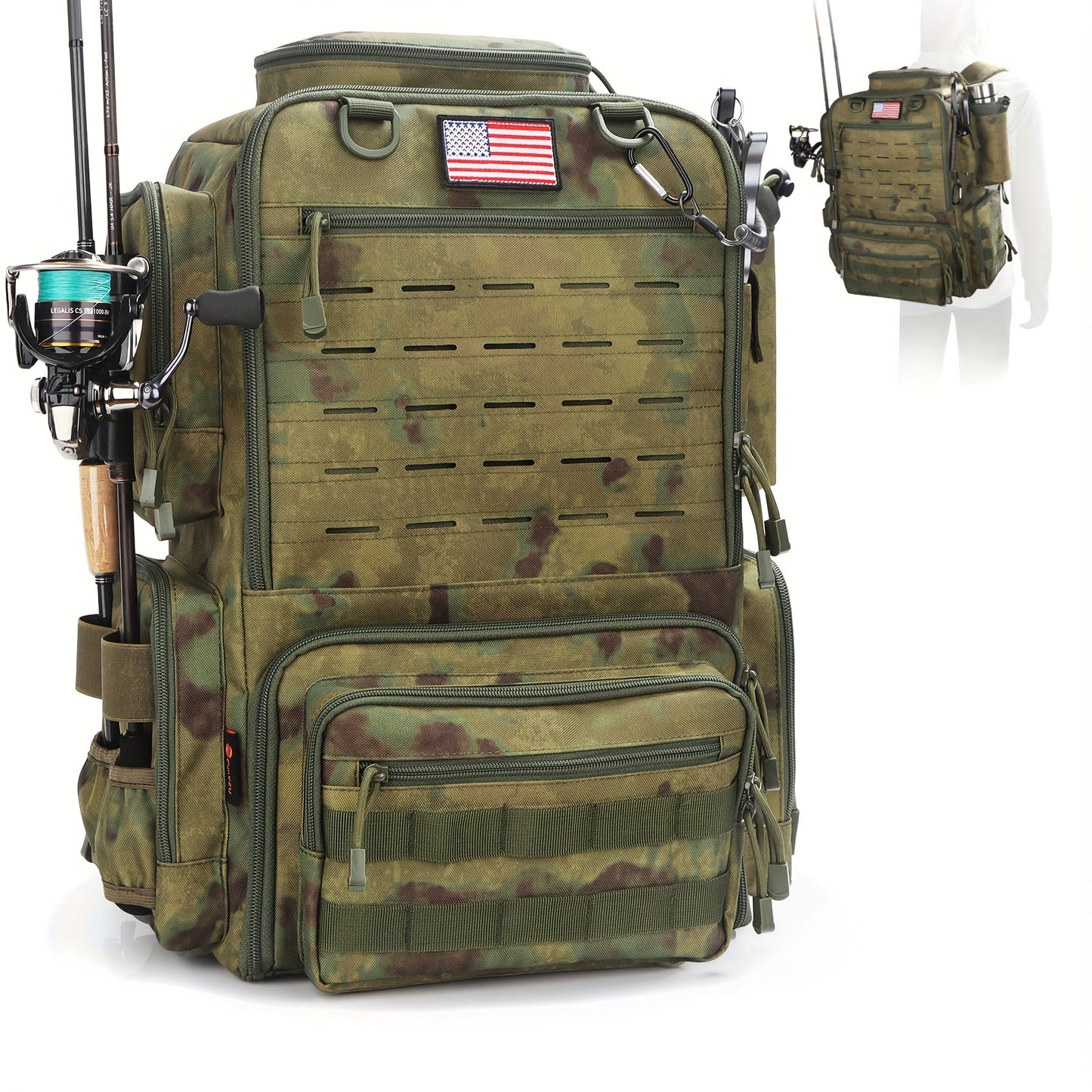 FunVZU Fishing Backpack With Rod Holders Tackle Bag
