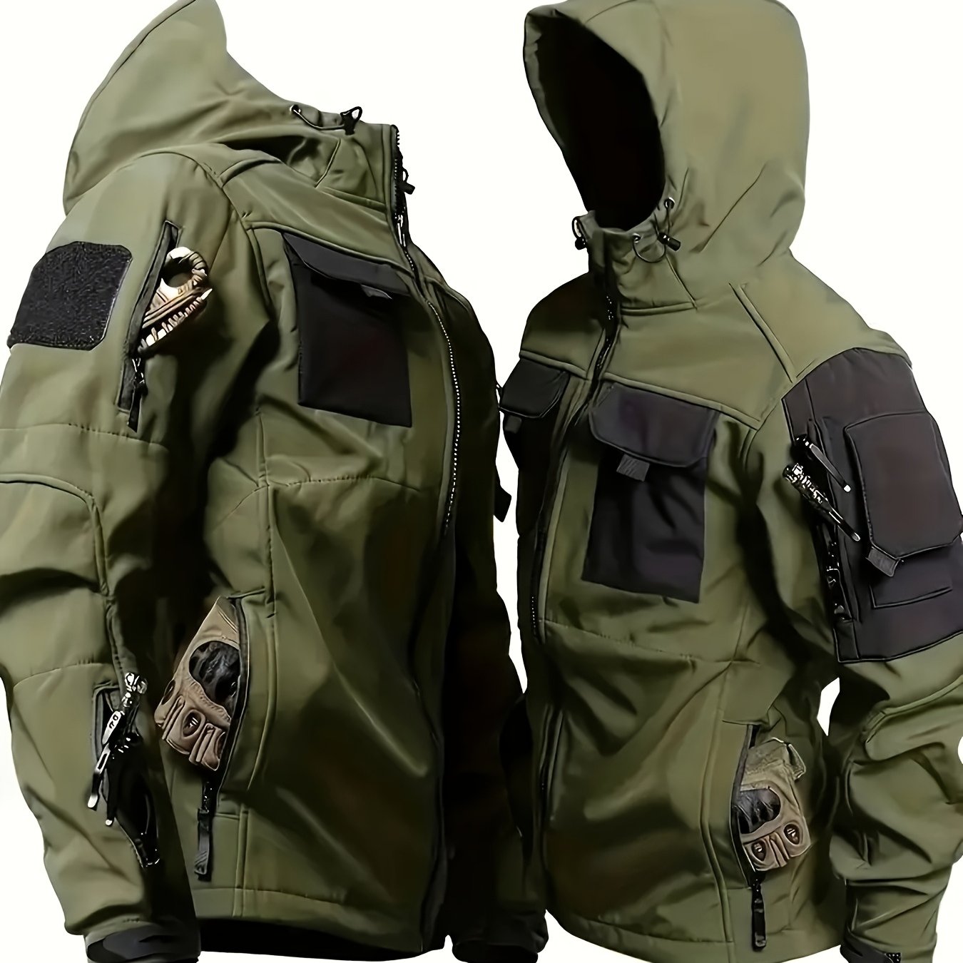 Men's Zippered Hooded Jacket With Pockets For Outdoor