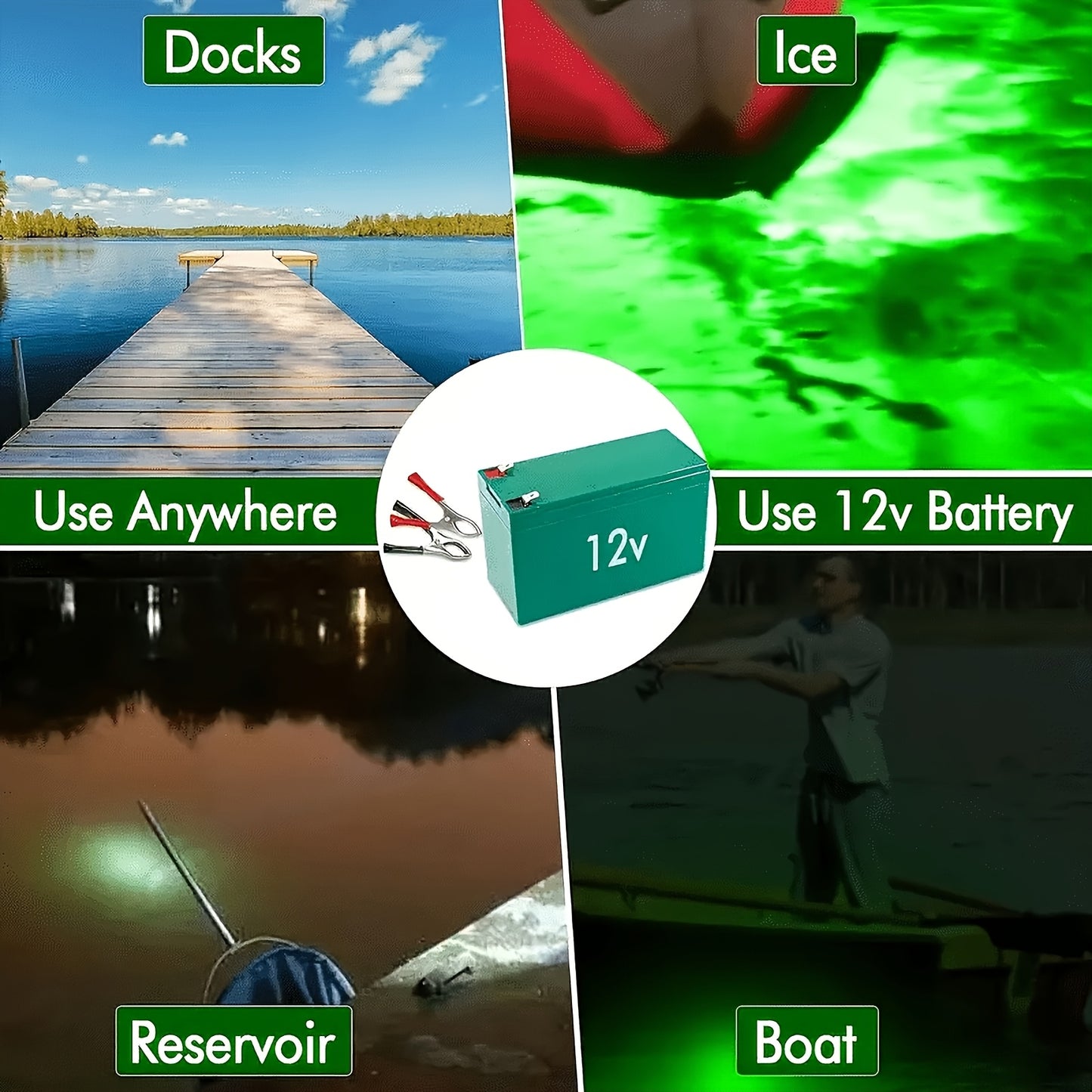 Underwater LED Fishing Light 12V 50W Stainless Steel IP68