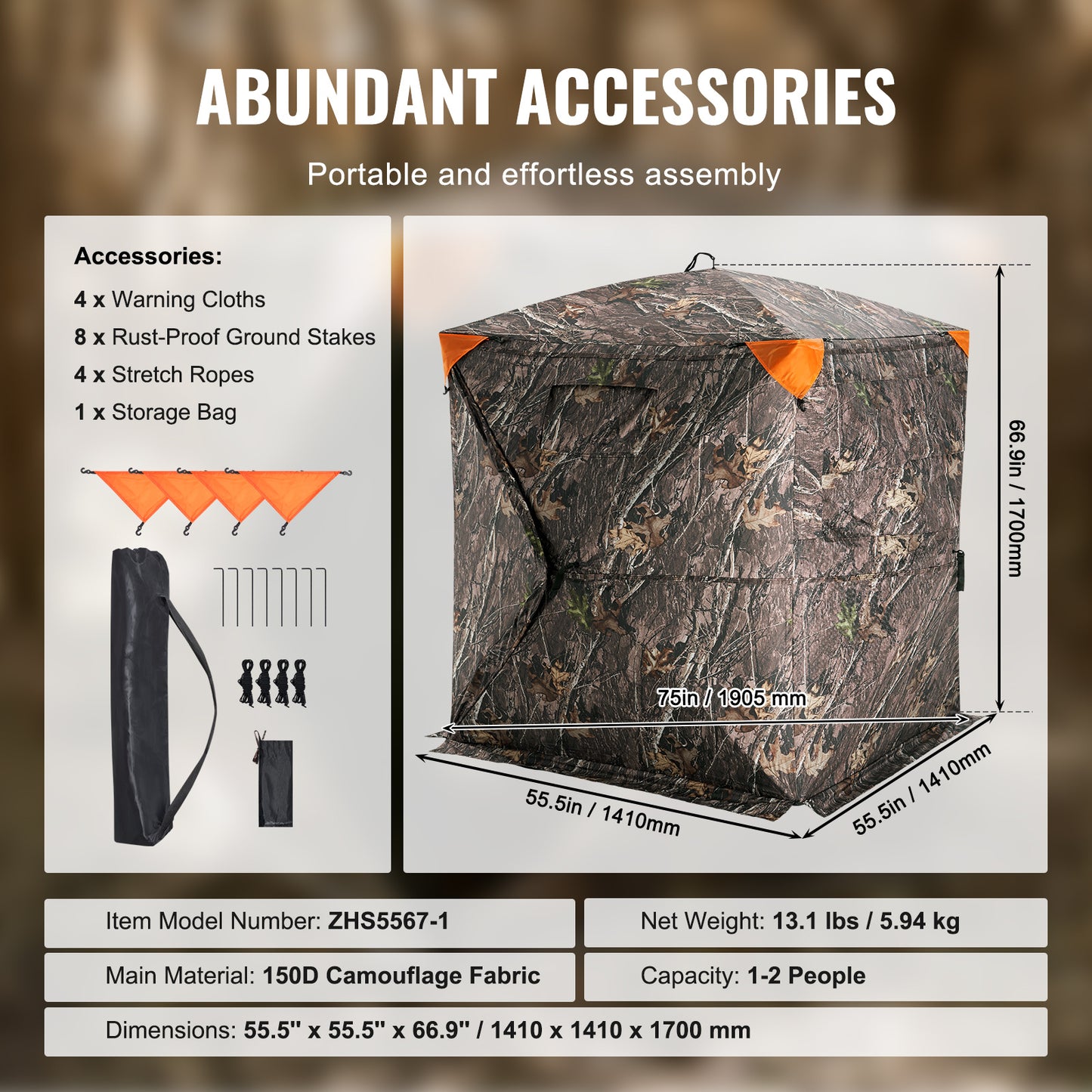Vevor Hunting Ground Blind See Through Mesh For Two