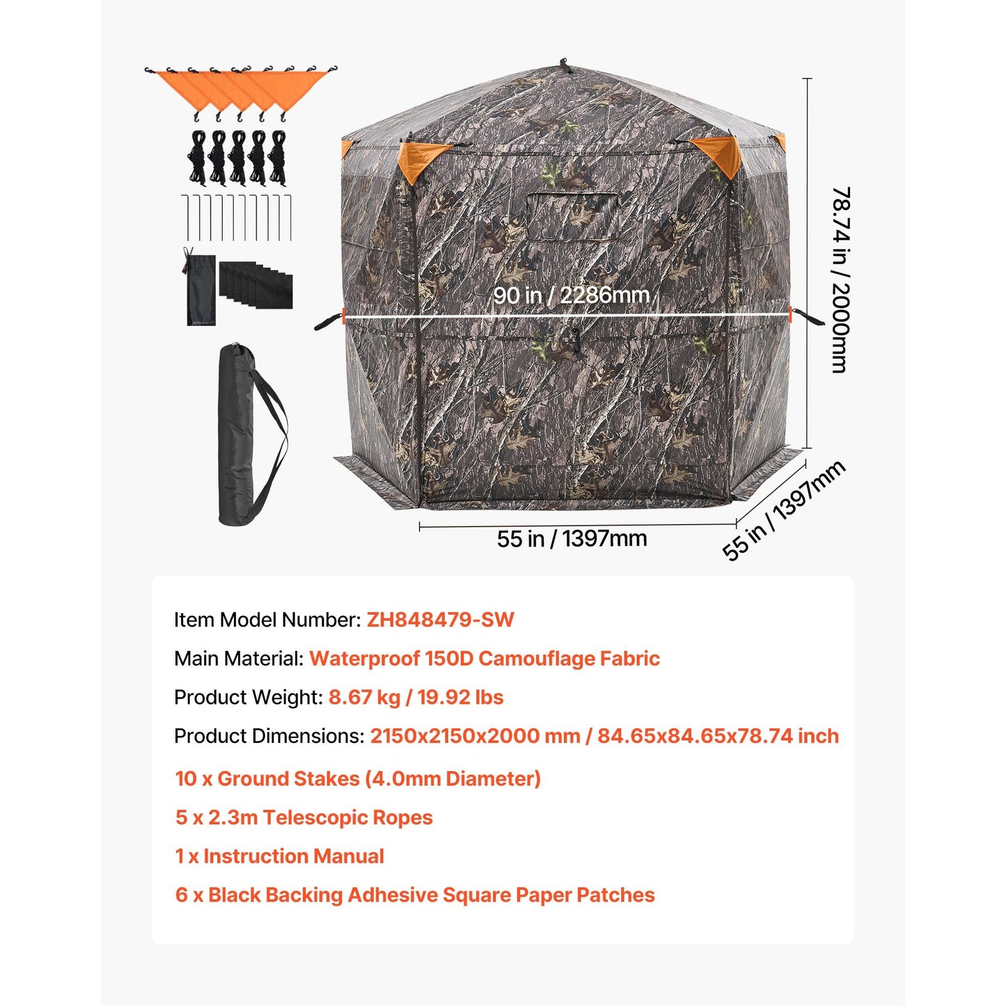 VEVOR Portable Hunting Blind With Carrying Bag Deer Duck