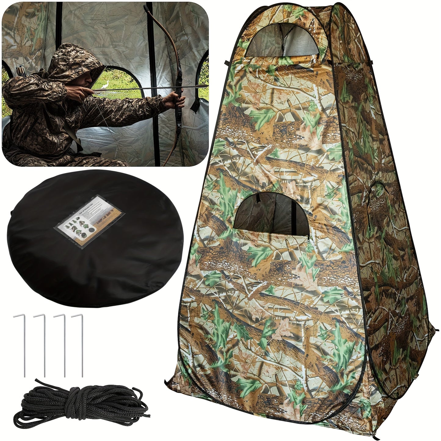 Portable Camouflage Ground Blind Tent For Outdoor Hunting