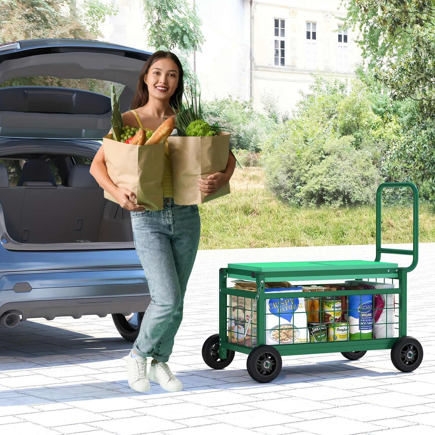 Rolling Garden Work Seat With Wheels Heavy Duty Cart