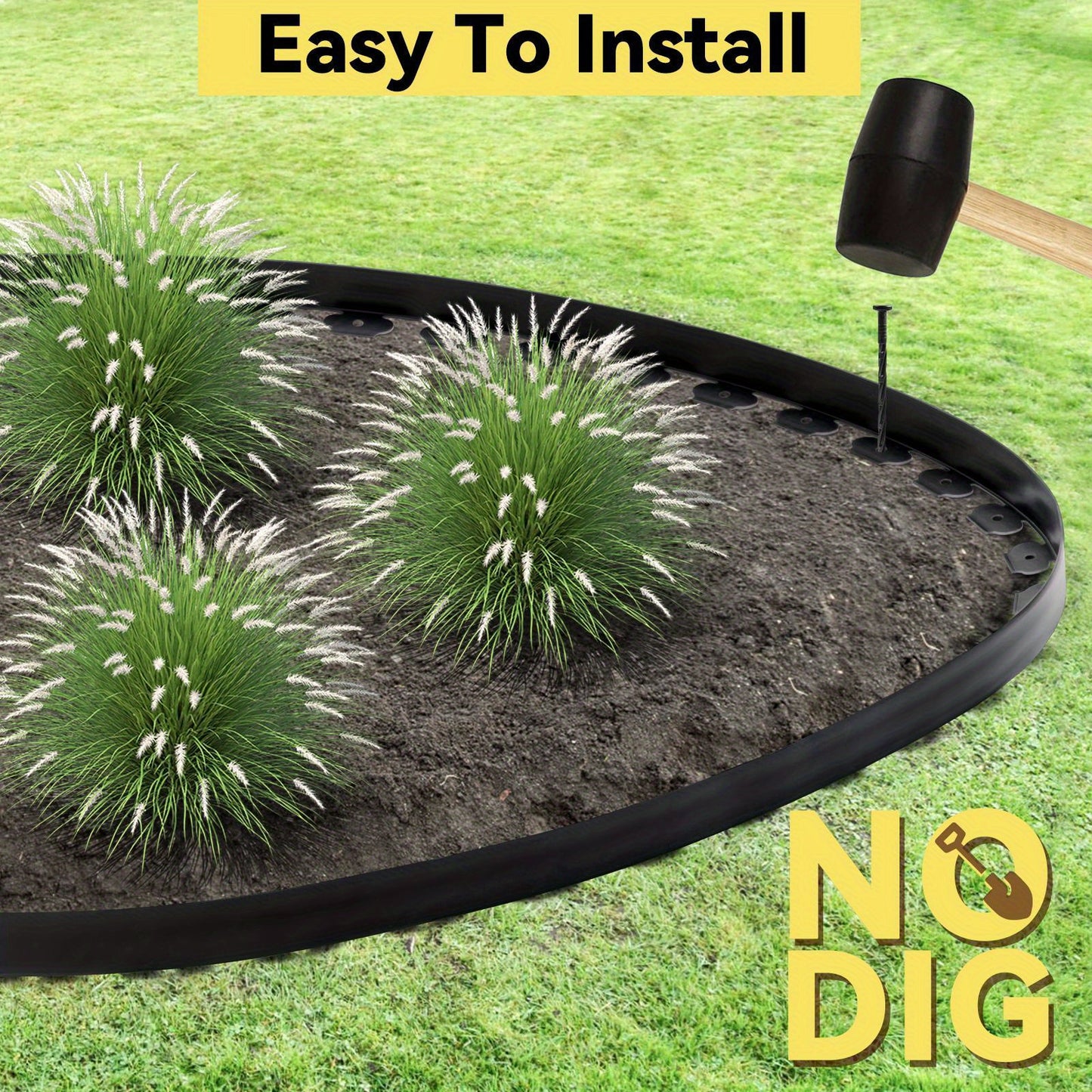 HOFFREE No Dig Landscape Edging Kit With 120 Spikes