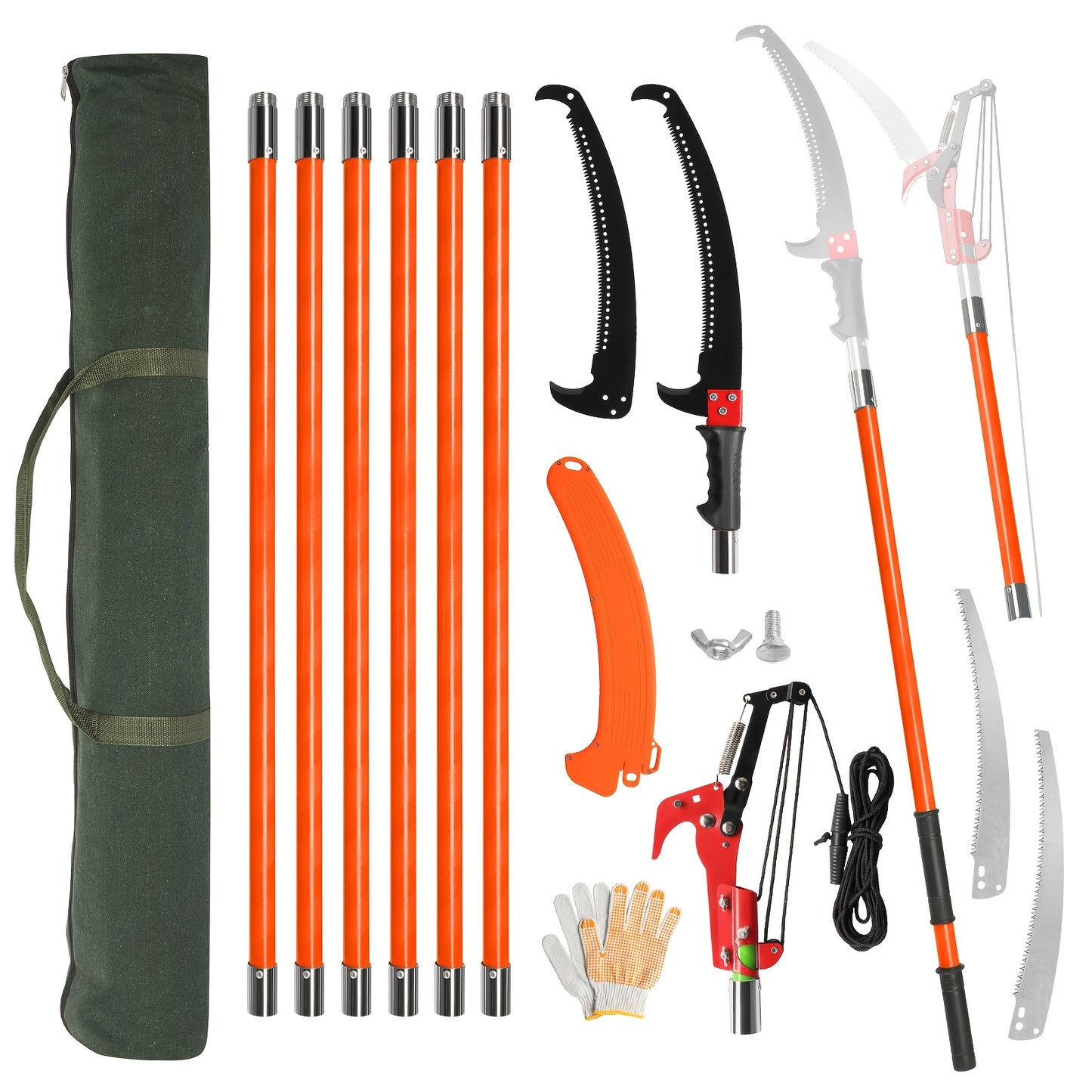 BONNLO Extendable Tree Pruner With Fiberglass Pole Saw
