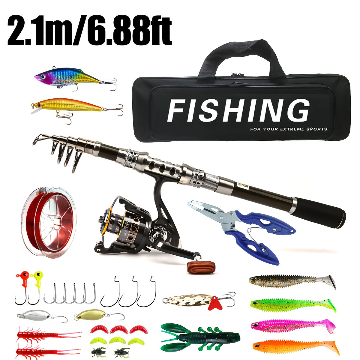 Fishing Kit Beginners Carbon Fiber Telescopic Rod And Reel
