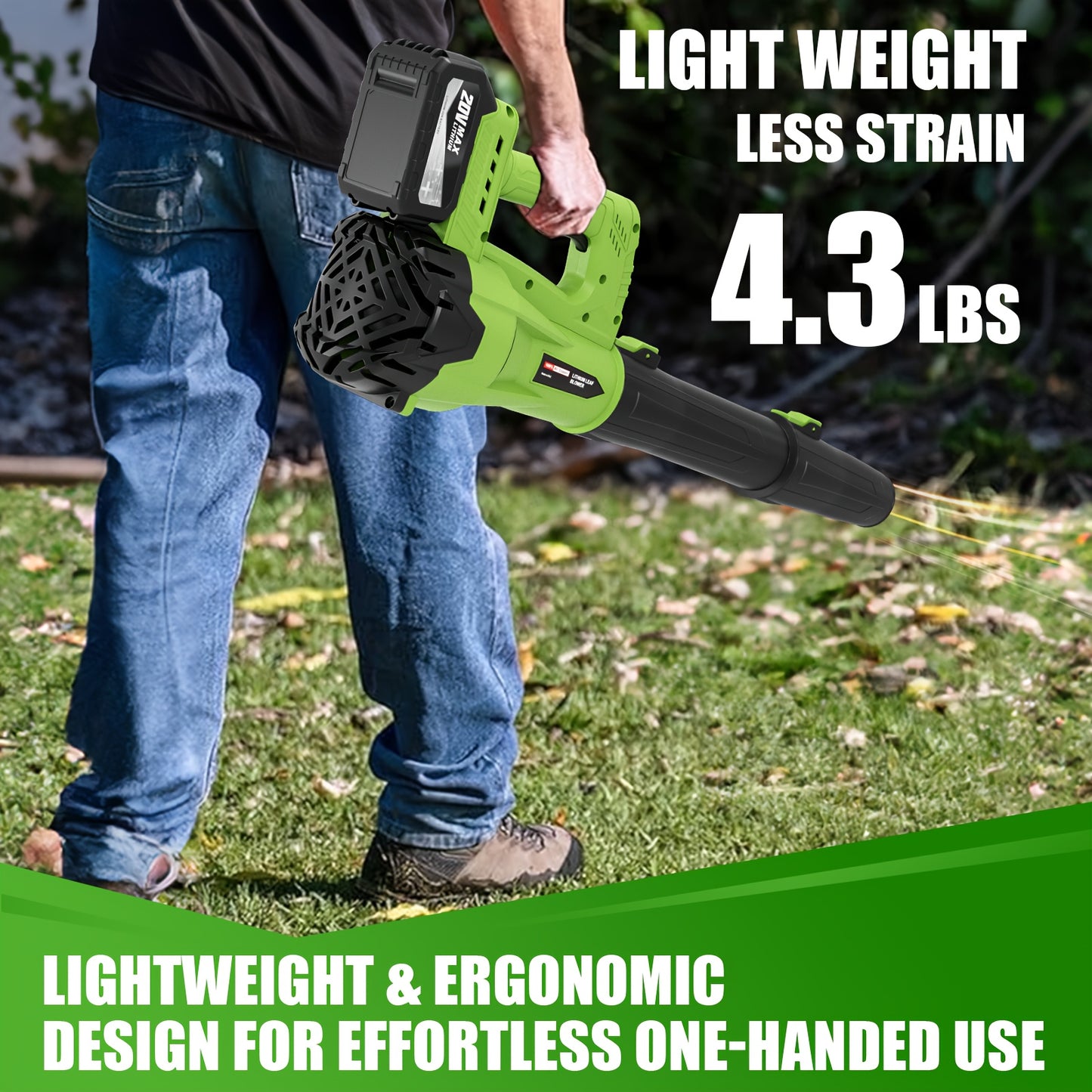 Cordless Leaf Blower 580CFM 160MPH With 4.0Ah Battery