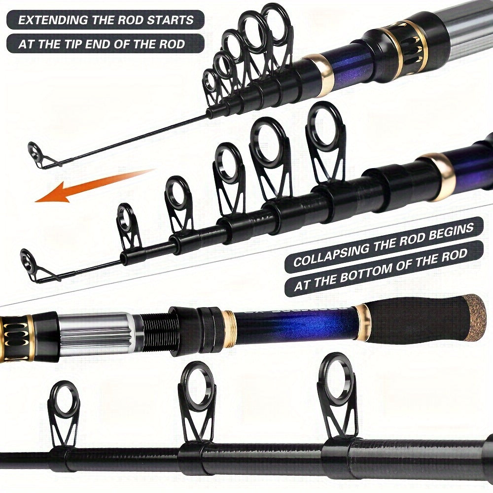 PROBEROS Telescopic Fishing Rod And Reel Combo Carbon Fiber