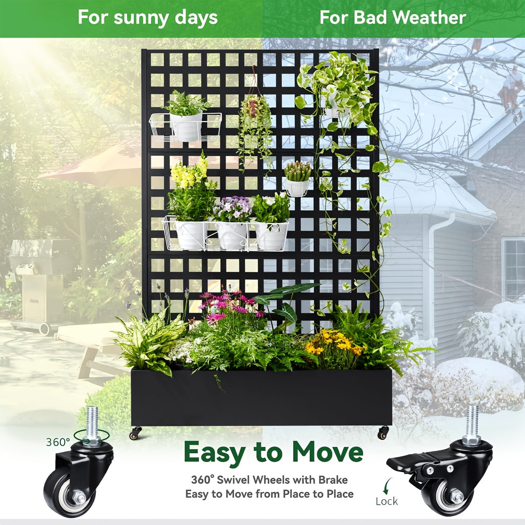 Heavy Duty Metal Planter Box With Trellis Raised Garden Bed