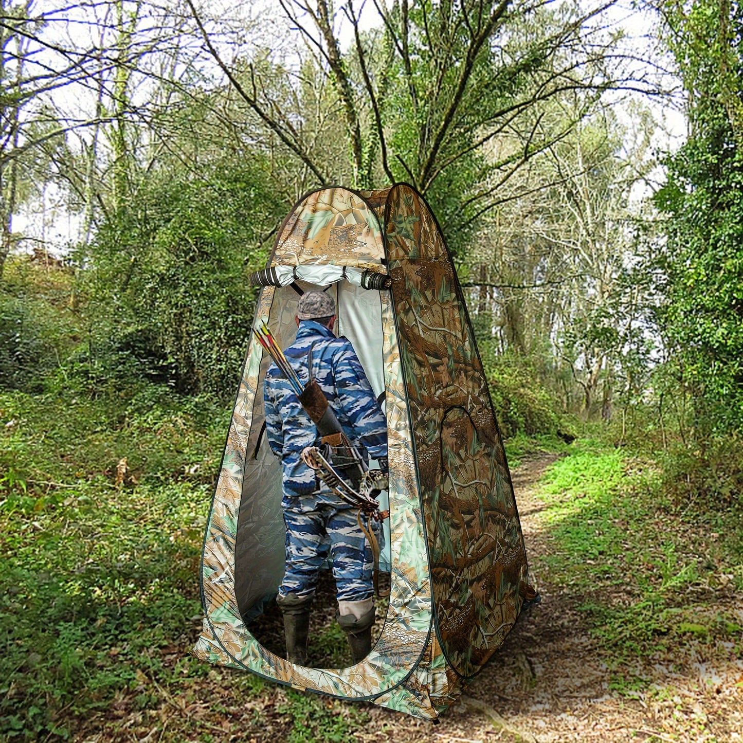 Portable Camouflage Ground Blind Tent For Outdoor Hunting
