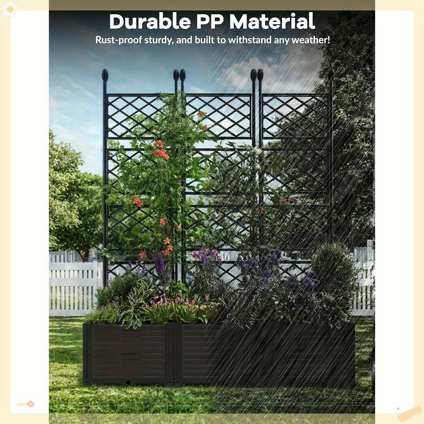 Plastic Planter Box With Trellis Garden Bed On Wheels