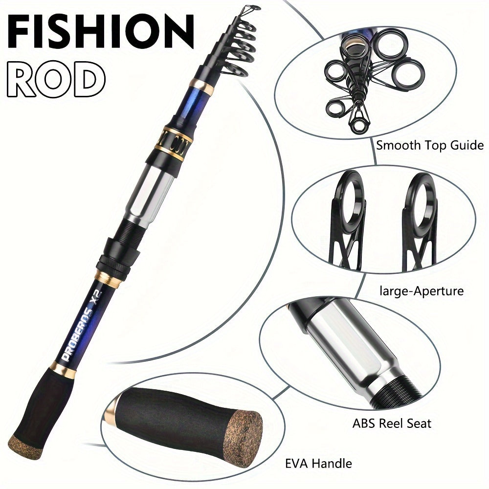 PROBEROS Telescopic Fishing Rod And Reel Combo Carbon Fiber