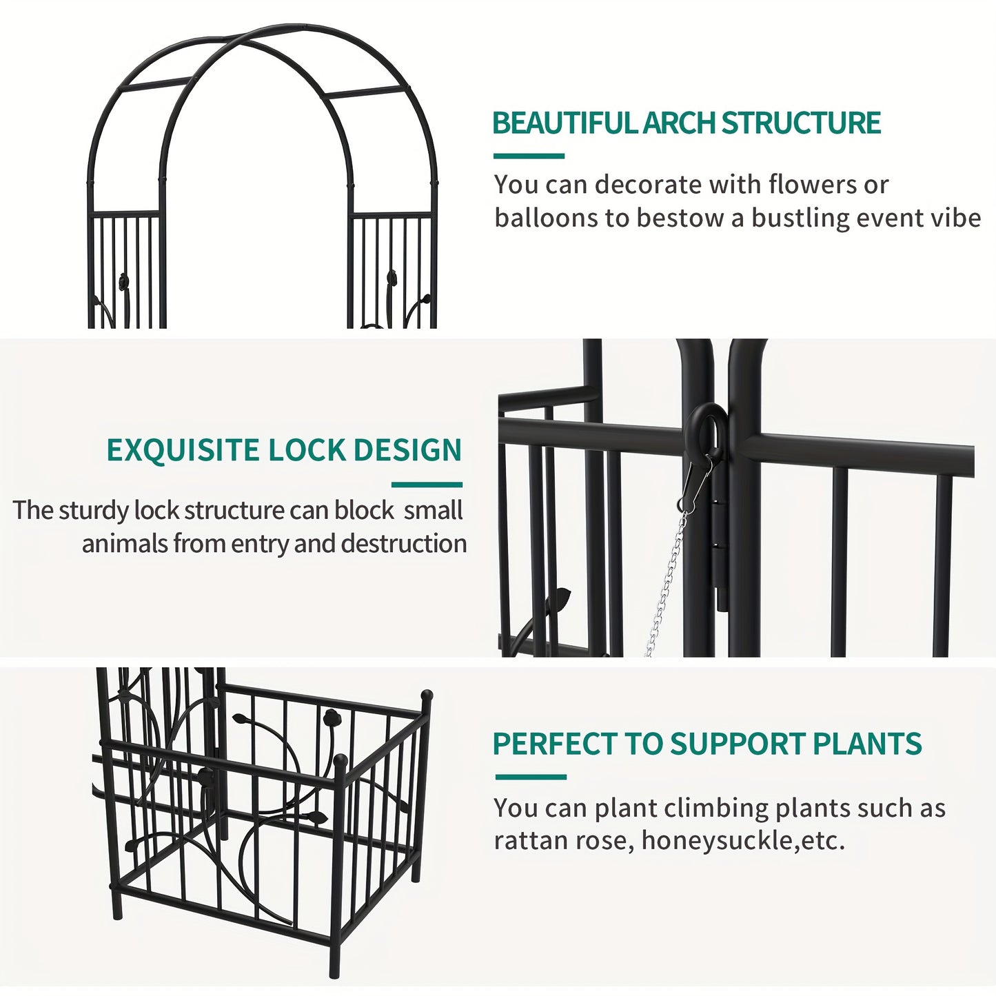 Metal Garden Arch With Planter Boxes And Dual Gate Wedding