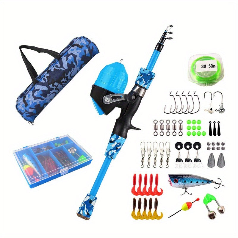 Telescopic Fishing Rod And Reel Starter Kit With Tackle Box