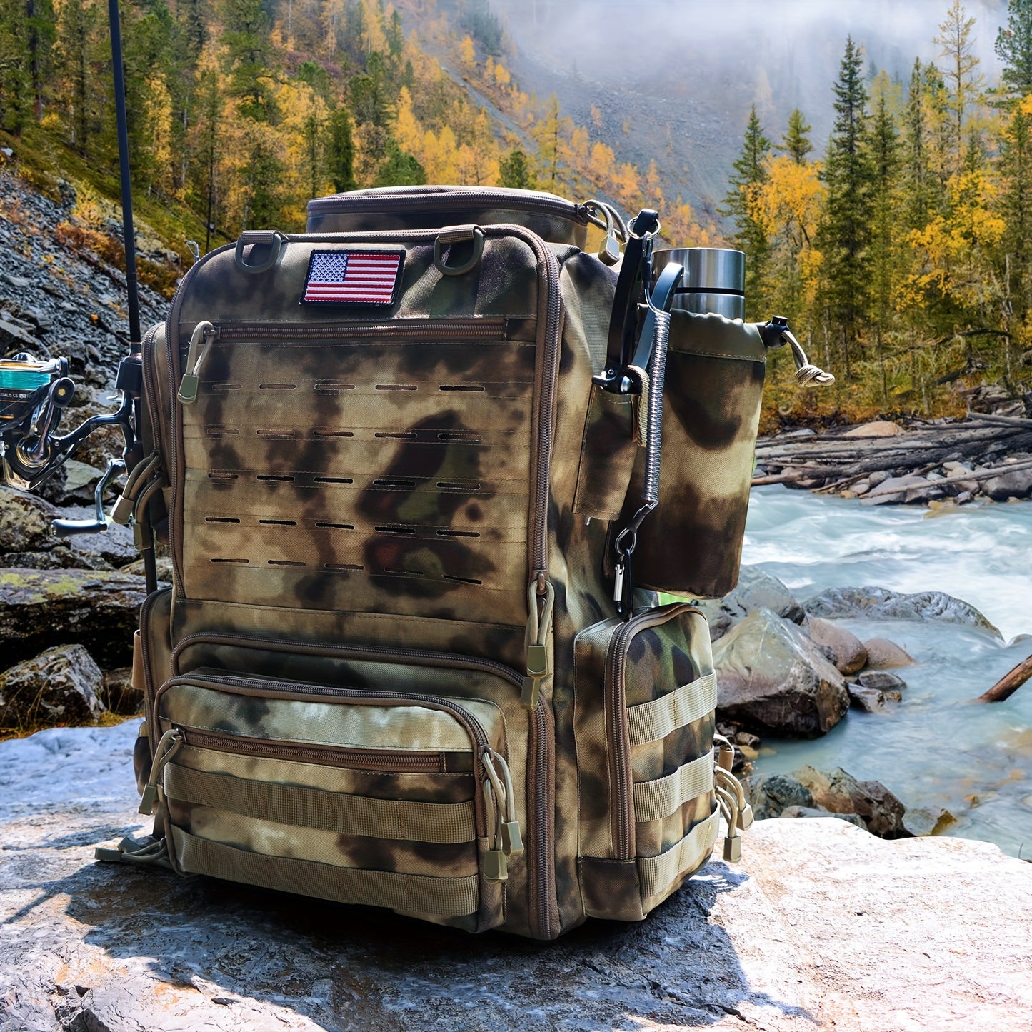 FunVZU Fishing Backpack With Rod Holders Tackle Bag