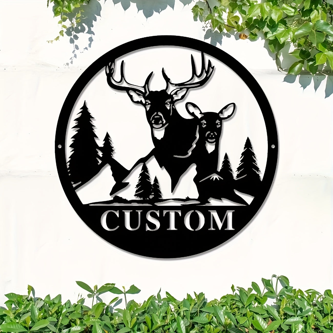 1pc Personalized Deer Antler Metal Wall Art - Rustic Deer Camp Sign with Custom Name, Matte Finish & Powder Coated, Removable Wall-Mounted Decor for Thanksgiving, Birthday Gifts for Him, Boyfriend, Hunters, Deer Decor, Huntin