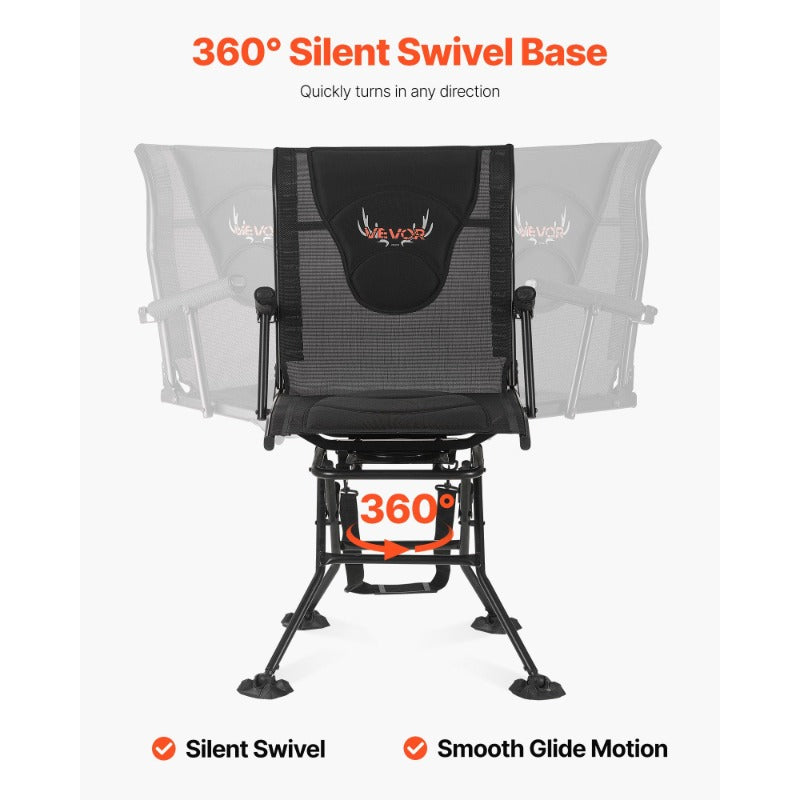 Hunting Chair 360 Degree Swivel Silent Foldable Blind Chair Armrests - Parry's Picks