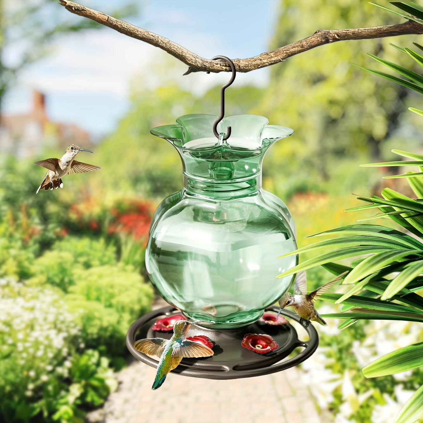 Hummingbird Feeder Glass Design with Flower Feeding Ports - Parry's Picks