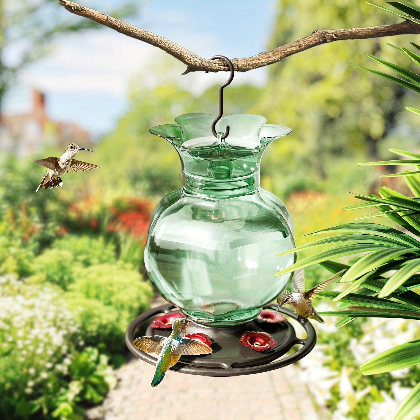 Hummingbird Feeder Glass Design with Flower Feeding Ports - Parry's Picks