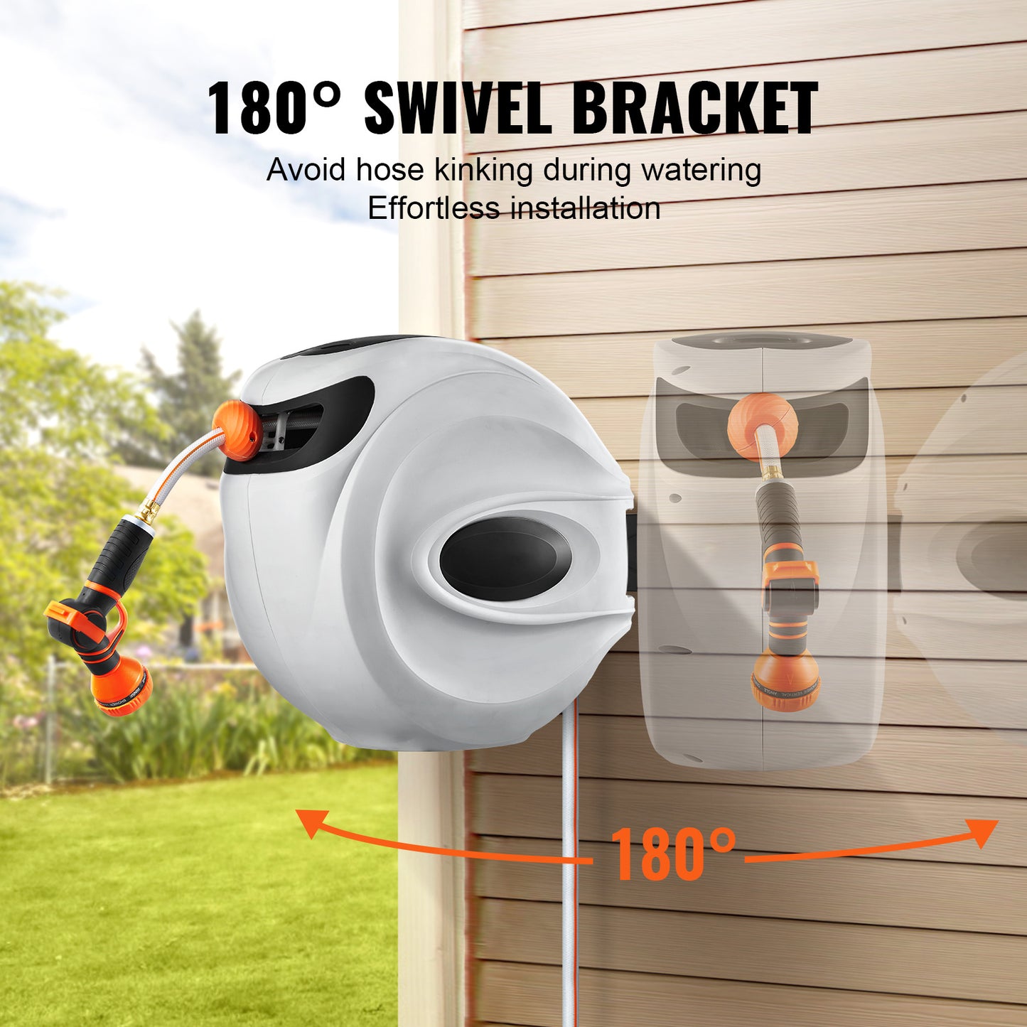 VEVOR Retractable Hose Reel With Auto Rewind And Nozzle