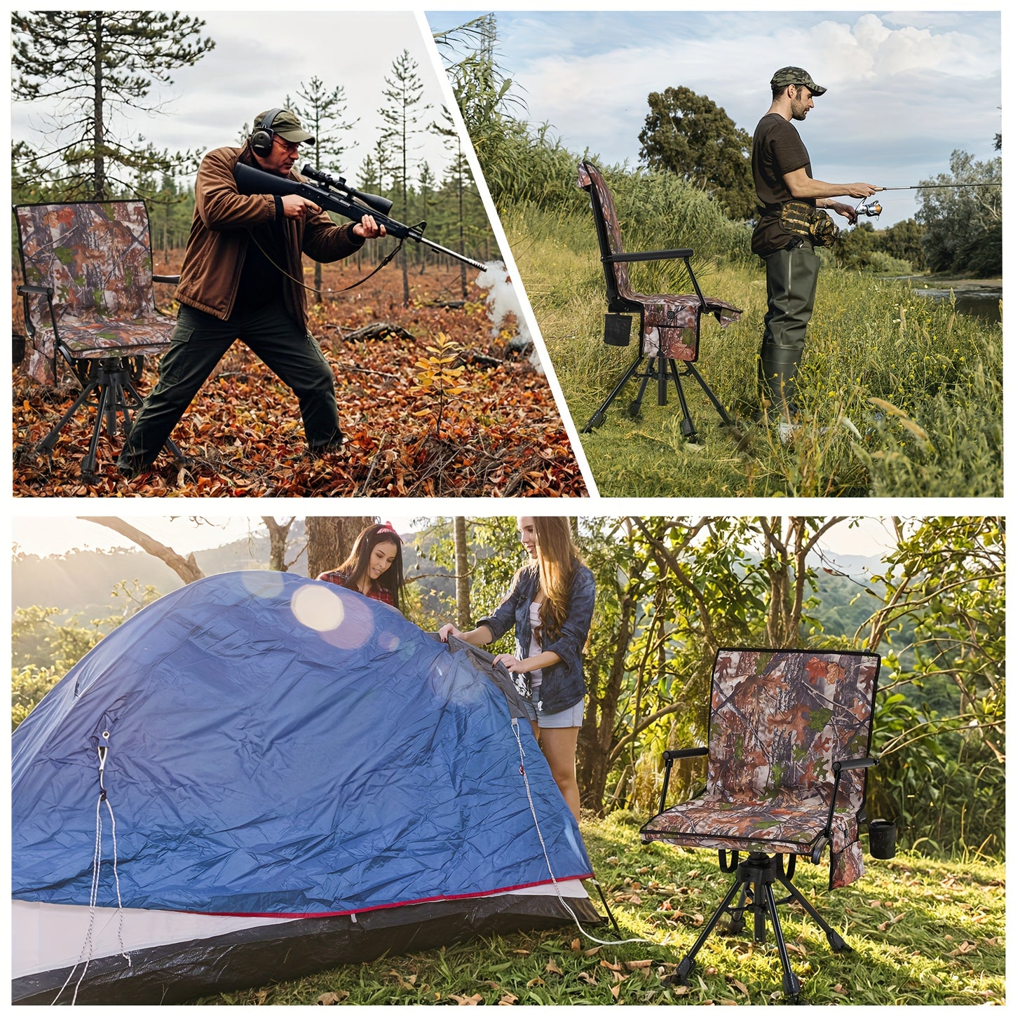 Heavy Duty Heated Hunting Chair With 360 Swivel Folding