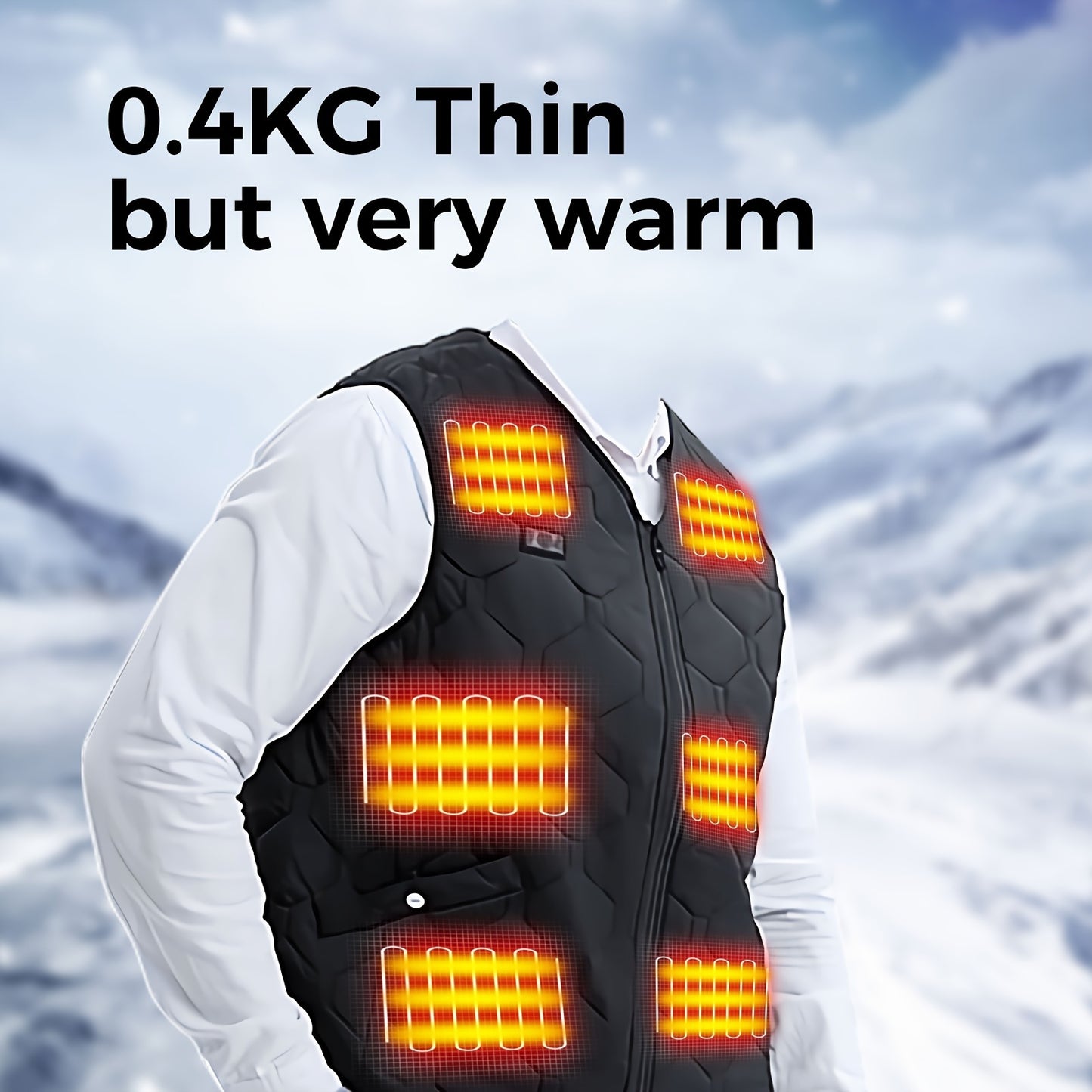 Lightweight Heated Vest with Battery Pack, Nylon Knit, Ideal for Winter Outdoor Hunting and Skiing - Black