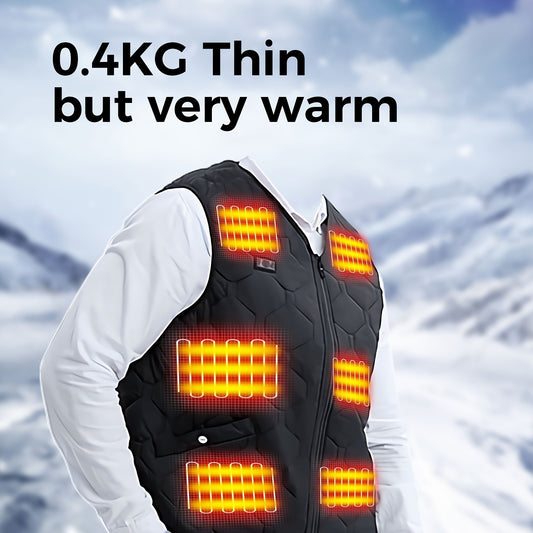 Lightweight Heated Vest with Battery Pack, Nylon Knit, Ideal for Winter Outdoor Hunting and Skiing - Black