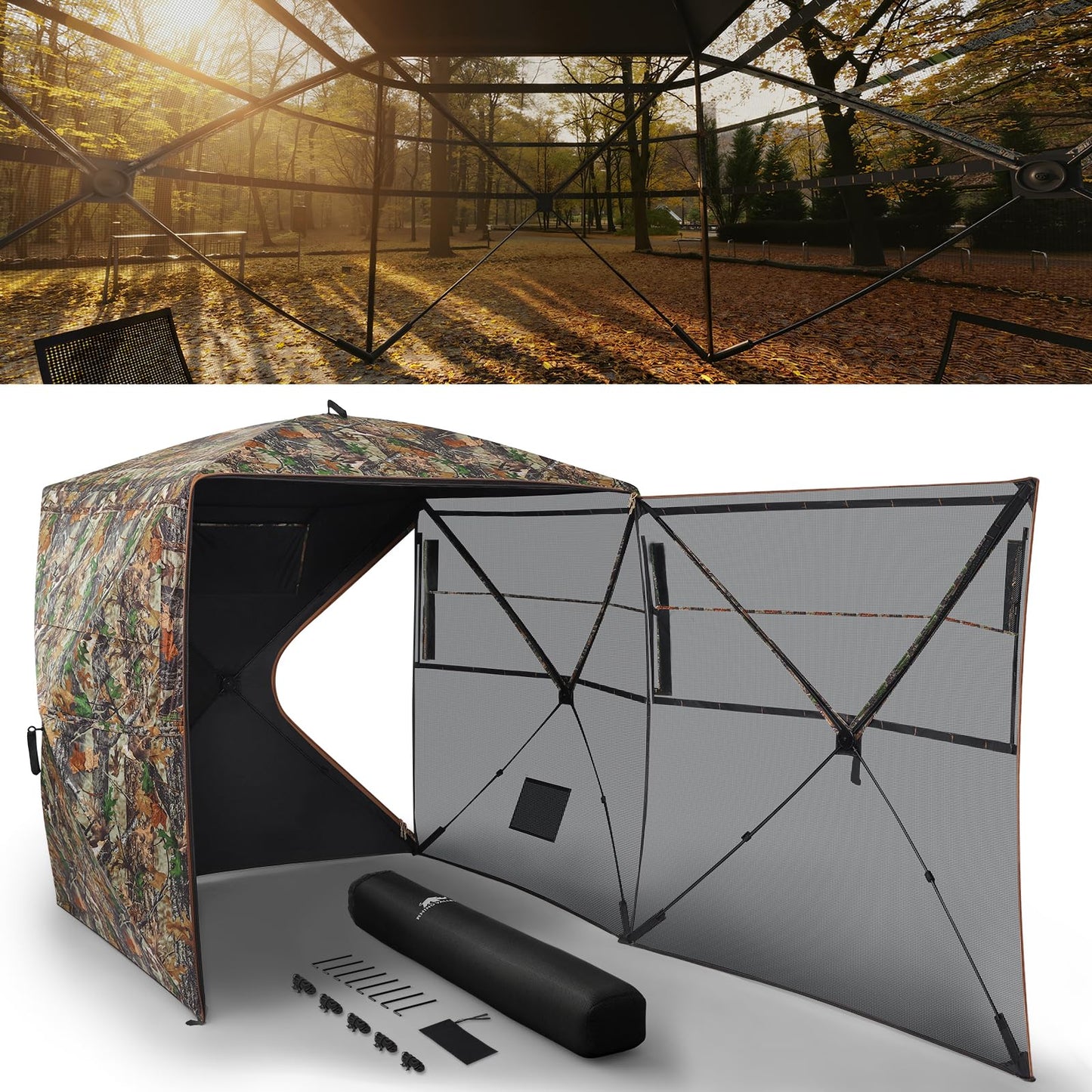 Pop Up Ground Blind Shelter 360 Degree Mesh Windows - Parry's Picks