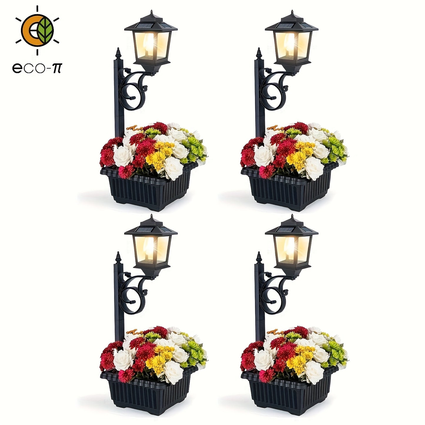 Solar-Powered Garden Street Lamp with Decorative Flower Pot - Parry's Picks