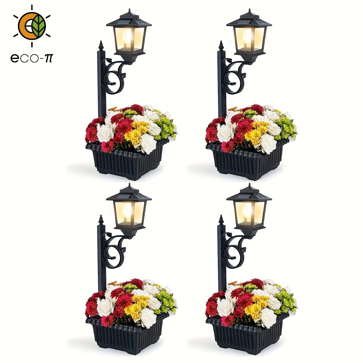 Solar-Powered Garden Street Lamp with Decorative Flower Pot - Parry's Picks