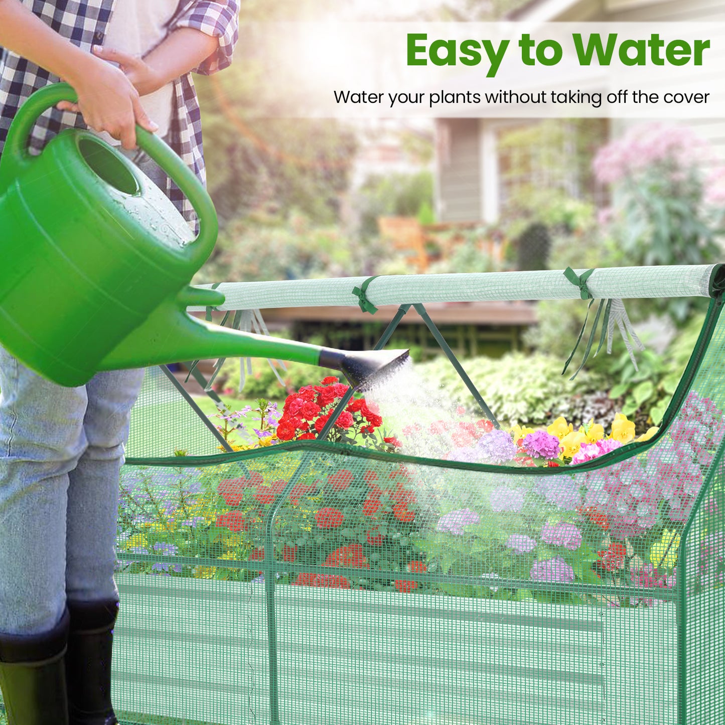 Galvanized Raised Garden Bed With Cover And Greenhouse Kit
