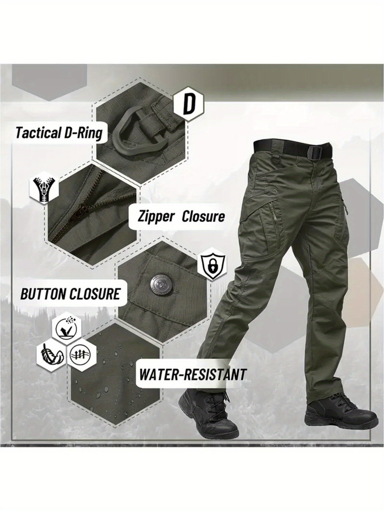 Mens Durable Multi Pocket Tactical Pants Set Quick Dry Breathable Outdoor Work - Parry's Picks
