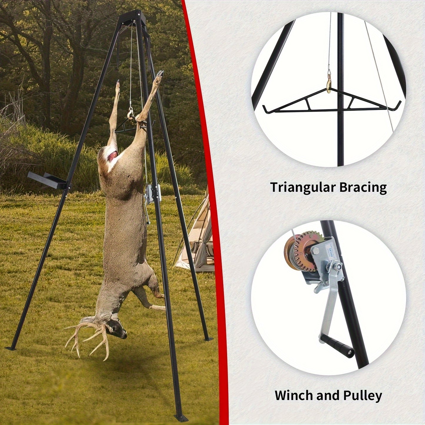Tripod Deer Hoist Stand With Gambrel And Manual Winch